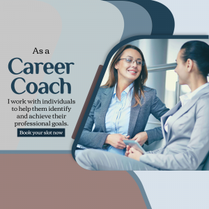 Two women in a business setting discussing career goals with text overlay 'Career Coach'