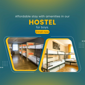 Hostel room with bunk beds for boys, offering affordable stay with amenities.