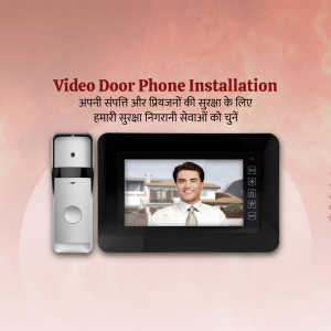 Image of a video door phone system with a screen and doorbell.