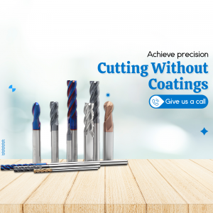 Assortment of uncoated cutting tools and drill bits on a wooden surface.