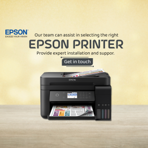 Epson printer with text promoting expert installation and support.