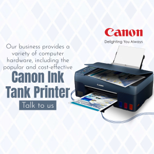 Canon Ink Tank Printer with promotional text