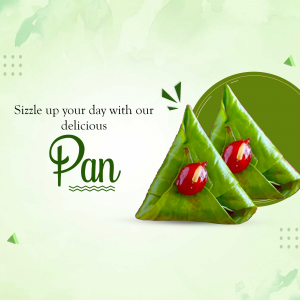 Close-up of Pan leaves with filling, advertising a delicious treat.
