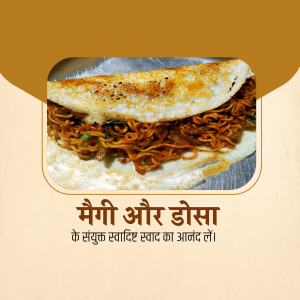 Close-up of a Maggi-filled Dosa, a unique Indian fusion dish.