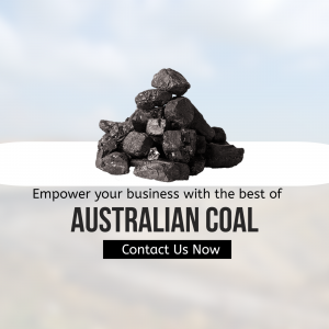 Pile of Australian coal with text promoting business empowerment