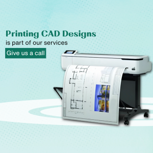 Large format printer printing a CAD design blueprint