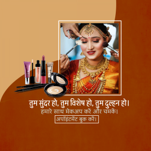 Indian bride getting makeup applied for her wedding