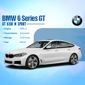 White BMW 6 Series GT 630i M Sport car side view