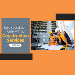Construction workers reviewing blueprints at a building site
