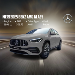 Silver Mercedes-Benz AMG GLA 35 on a highway