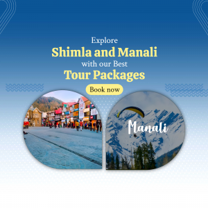 Promotional image for Shimla and Manali tour packages with scenic views.