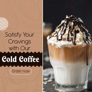 A refreshing glass of iced coffee with whipped cream and chocolate drizzle.
