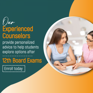 Image of counselors assisting a student with career options after 12th board exams.