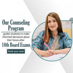 Image promoting a counseling program for students after 10th board exams.