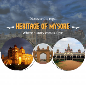 Collage of Mysore Palace and monuments with text 'Heritage of Mysore'