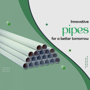 A stack of white PVC pipes with a green and white abstract background.