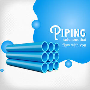 Blue piping solutions with pipes and bubbles