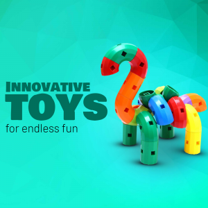 A colorful dinosaur toy made of interlocking building blocks.