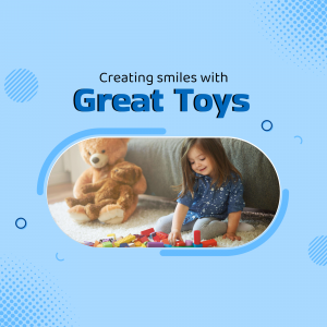 A child playing with toys, including a teddy bear and building blocks.