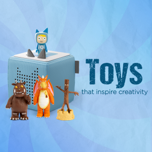 A Toniebox with characters from The Gruffalo story, including the Gruffalo, Mouse, and Dragon.