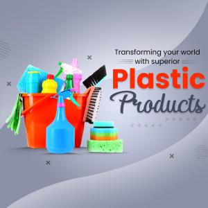 Assortment of plastic cleaning products in a vibrant promotional image.