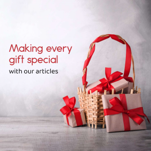 A wicker basket filled with gift boxes tied with red ribbons, perfect for gifting.