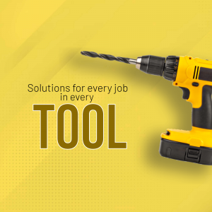 Yellow and black cordless drill with the word TOOL in large letters