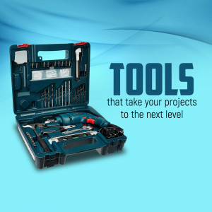 Open Makita tool case with drill and various bits and tools