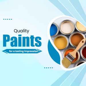 Advertisement for quality paints with various colors and a paintbrush.