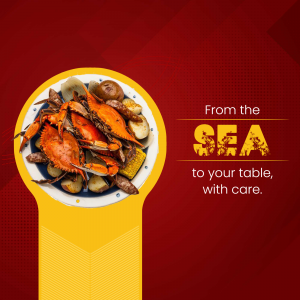 A plate of boiled seafood including crab, shrimp, and vegetables.