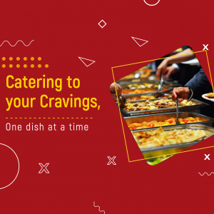 Image of a catering buffet with a variety of dishes.