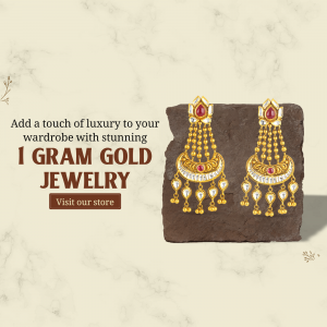 Pair of stunning gold earrings with red and white stones on a dark background