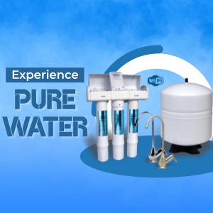 RO Water Purifier System with White and Blue Background