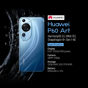 Huawei P60 Art smartphone with water splash effect