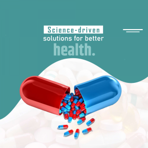 Image of an open pill capsule with smaller pills spilling out, representing science-driven health solutions.