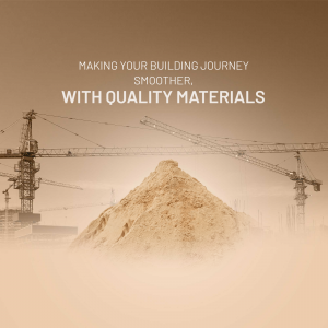 Construction site with cranes and a sand pile, promoting quality building materials.