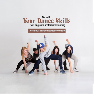 Group of young dancers posing in a studio
