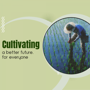 Farmer planting rice seedlings in a paddy field