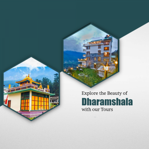 Collage of images showcasing Dharamsala, India with text promoting tours.