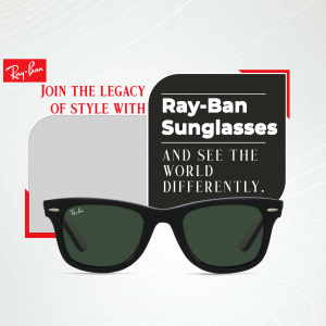 Ray-Ban sunglasses with the tagline 'Join the Legacy of Style'