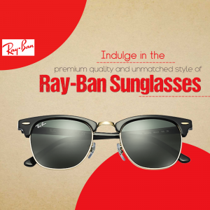 Ray-Ban sunglasses on a red and beige background