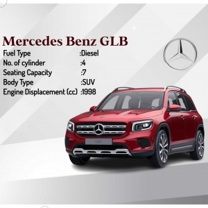 Red Mercedes-Benz GLB Diesel SUV with specifications