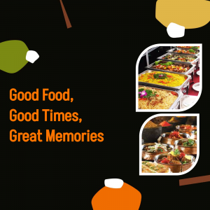 A promotional image for an Indian buffet with a variety of dishes.
