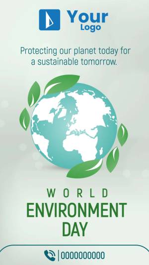 World Environment Day poster with a globe and leaves