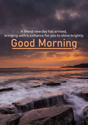 Sunrise over the ocean with motivational text