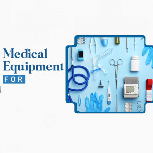 Flat lay of various medical instruments and supplies.