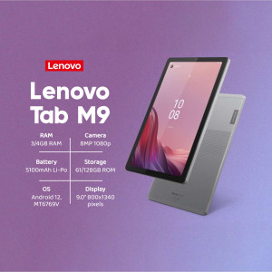 Lenovo Tab M9 tablet with specifications displayed