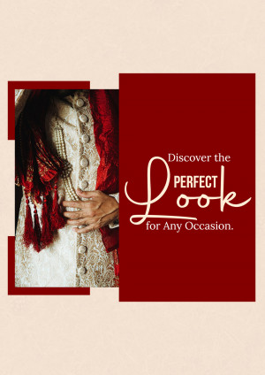 Woman in traditional Indian attire with text 'Discover the Perfect Look'