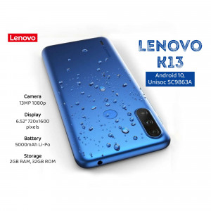 Lenovo K13 Android Smartphone with Water Droplets
