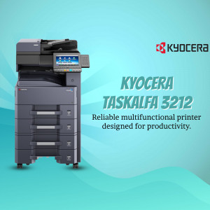 Kyocera Taskalfa 3212 printer on a light blue gradient background